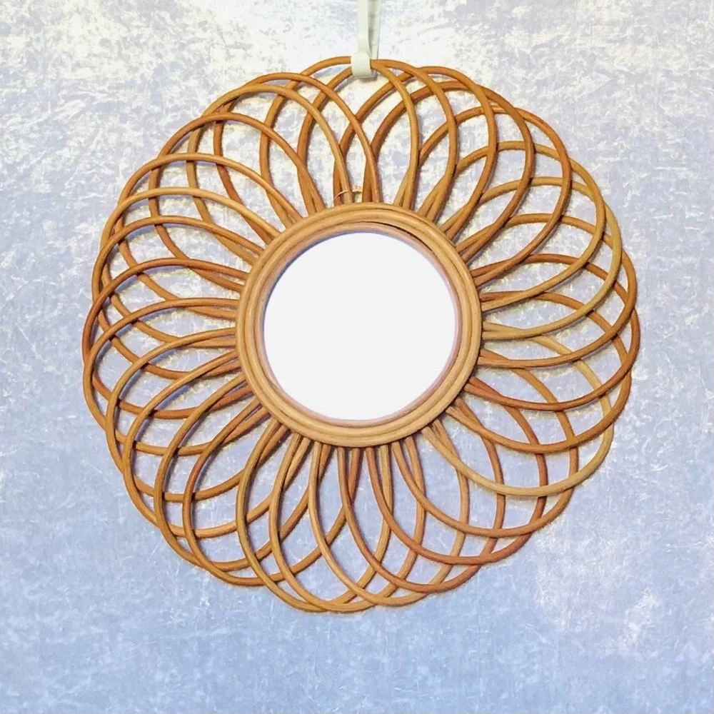 Large Round Rattan Mirror 22.5”